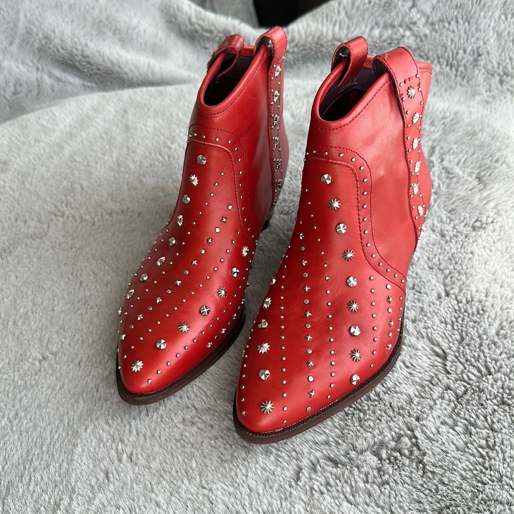 Sam Edelman Brian Red Leather Ankle Boot Size 6.5